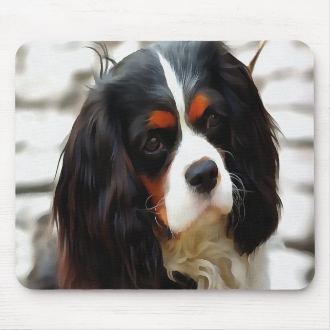 Portrait Of A Cavalier King Charles Spaniel Mouse Pad (Front)