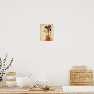 Portrait of a Christmas Lady Whimsical Poster