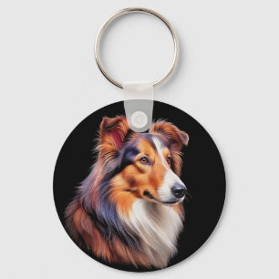 Portrait of a Collie Key Ring