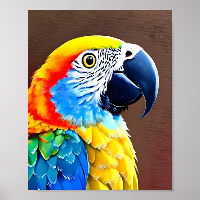 Portrait of a colourful parrot poster (Front)