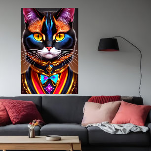 portrait of a cool Anthropomorphic Cat   AI Art Poster