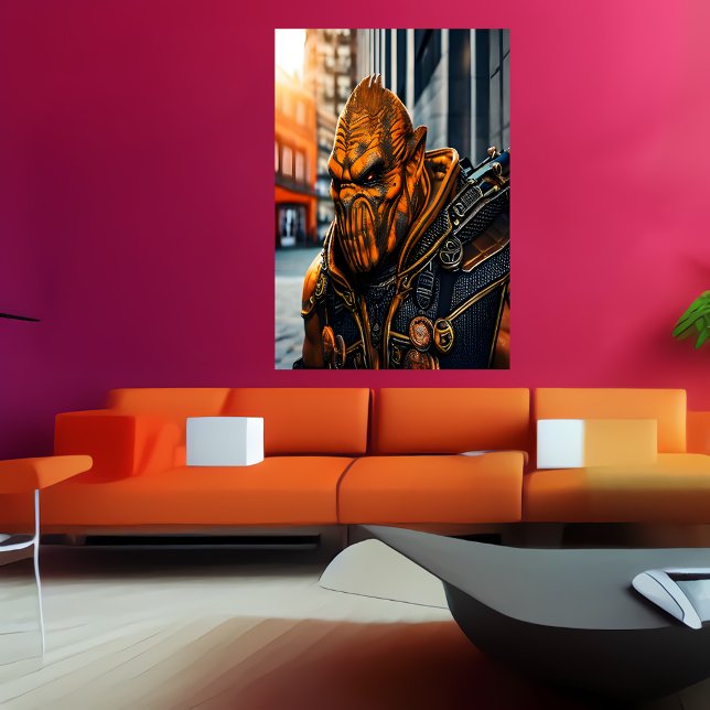 Portrait of a cool orange alien | AI Art  Poster (Creator Uploaded)