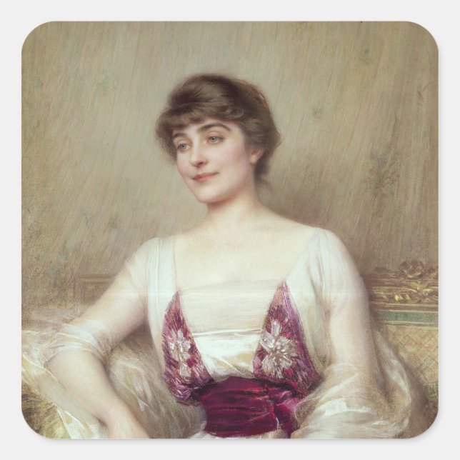 Portrait of a Countess Square Sticker (Front)