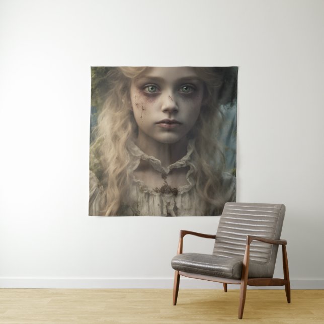 Portrait of a creepy undead Victorian blonde child Tapestry (In Situ)