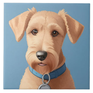 Portrait of a Cute Dog Wearing a Blue Collar Ceramic Tile