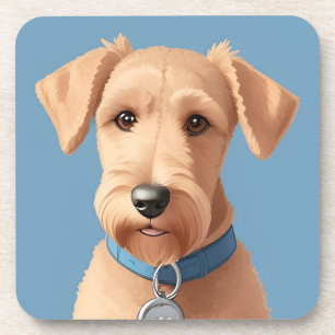 Portrait of a Cute Dog Wearing a Blue Collar Coaster