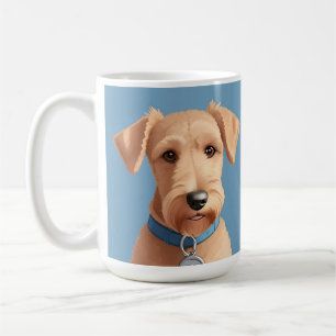 Portrait of a Cute Dog Wearing a Blue Collar Coffee Mug