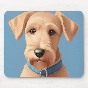 Portrait of a Cute Dog Wearing a Blue Collar Mouse Pad