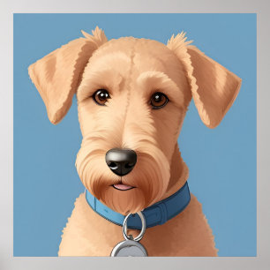 Portrait of a Cute Dog Wearing a Blue Collar Poster
