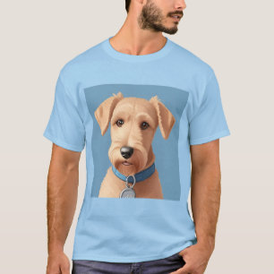 Portrait of a Cute Dog Wearing a Blue Collar T-Shirt