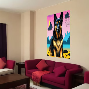 Portrait of a cute German Shepherd   AI Art Poster