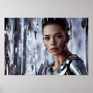 portrait of a cyber woman poster