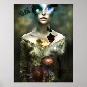 "Portrait of A Dreamer" Fantasy AI Art Postcard Poster