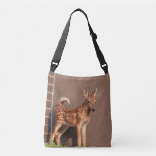 Portrait of a Fawn (white-tailed deer) Crossbody Bag