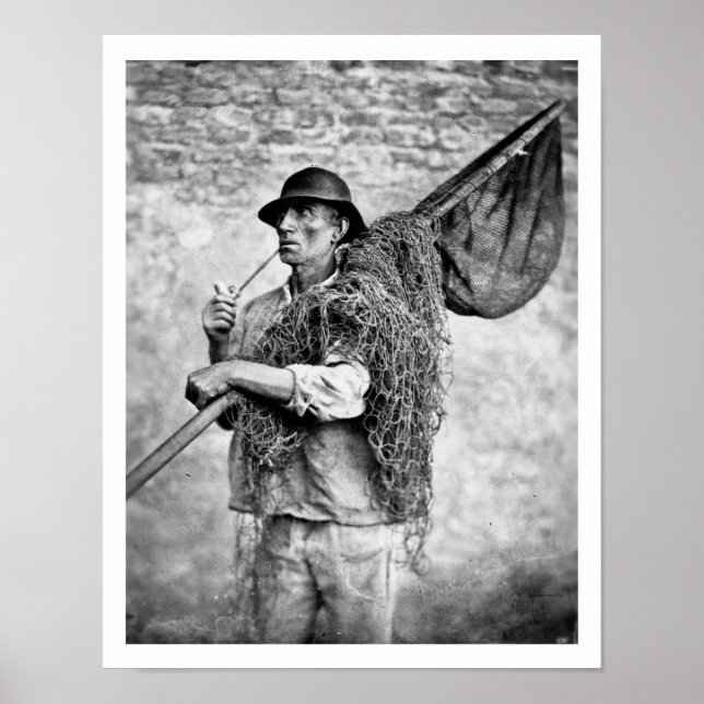 Portrait of a Fisherman Carrying his Nets (b/w pho Poster (Front)