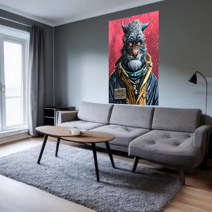 Portrait of a Furry Humanoid alien AI Art Poster