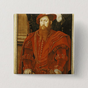 Portrait of a Gentleman of the English Court 15 Cm Square Badge