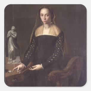 Portrait of a Gentlewoman, 1559 (oil on panel) Square Sticker