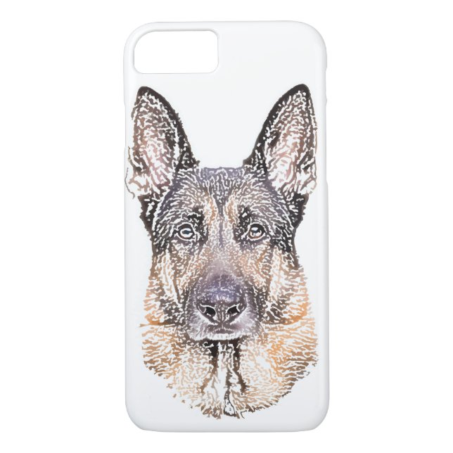 Portrait of a German Shepherd Dog Coloured Sketch Case-Mate iPhone Case (Back)