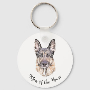 Portrait of a German Shepherd Dog Sketched Art Key Ring