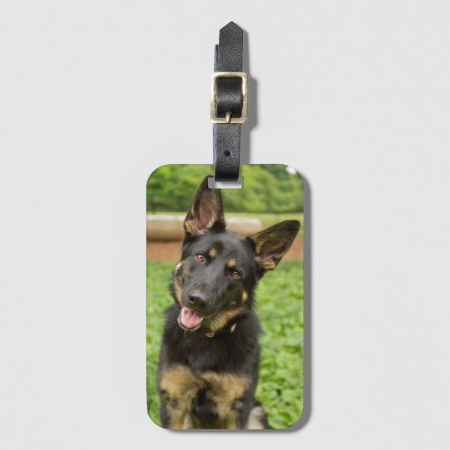 Portrait of a German Shepherd Luggage Tag (Front Vertical)