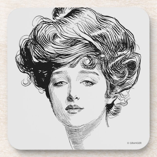 Portrait Of A  Gibson Girl, 1900 Coaster (Front)