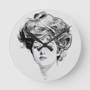 Portrait Of A  Gibson Girl, 1900 Round Clock