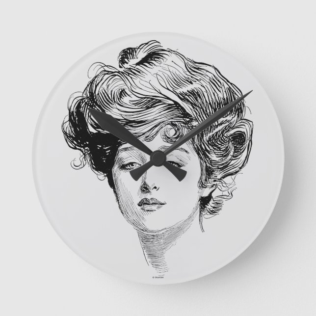 Portrait Of A  Gibson Girl, 1900 Round Clock (Front)