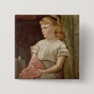 Portrait of a Girl, 1896 (oil on canvas) 15 Cm Square Badge