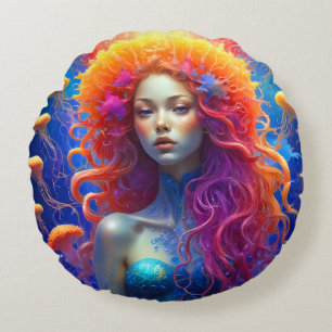 Portrait of a girl from Atlantis  Round Cushion