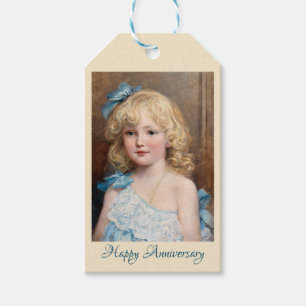 Portrait of a girl in a blue dress, Heywood Hardy Gift Tags