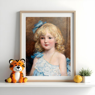 Portrait of a girl in a blue dress, Heywood Hardy Poster