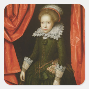 Portrait of a girl of the de Ligne family Square Sticker