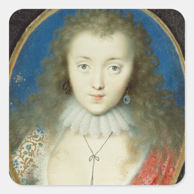 Portrait of a girl square sticker (Front)
