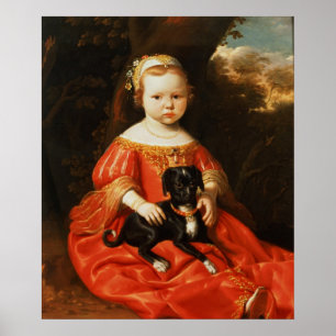 Portrait of a Girl with a Dog Poster