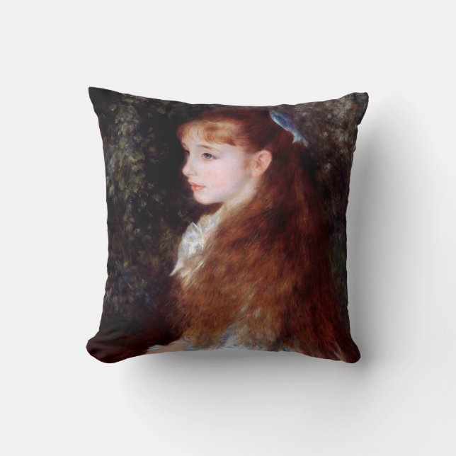 Portrait of a Girl with Blue Ribbon, Renoir Cushion (Front)
