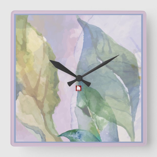 Portrait of a Golden Blue Leaf by RD Wall Clock (Front)