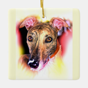 Portrait of a greyhound dog ceramic ornament