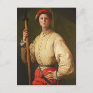 Portrait of a Halberdier by Pontormo Postcard
