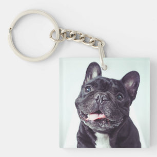 Portrait of a Happy French Bulldog Key Ring