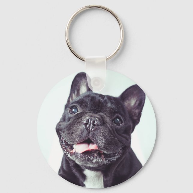 Portrait of a Happy French Bulldog Key Ring (Front)