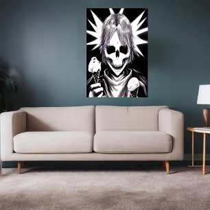 Portrait of a happy skeleton   AI Art Poster