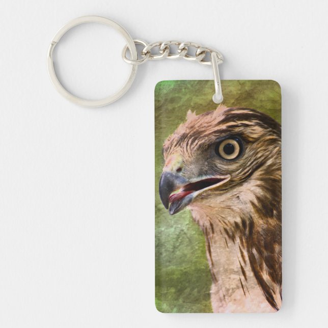 Portrait of a Hawk Key Ring (Front)