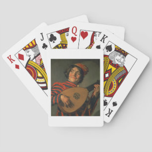 Portrait of a Jester with a Lute (oil on canvas) Playing Cards