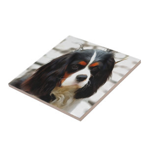 Portrait Of A King Charles Cavalier Spaniel Ceramic Tile