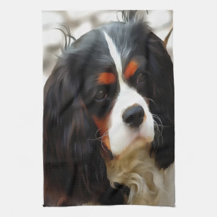 Portrait Of A King Charles Cavalier Spaniel Tea Towel