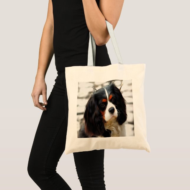 Portrait Of A King Charles Cavalier Spaniel Tote Bag (Front (Product))