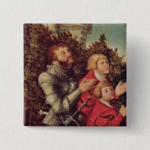 Portrait of a Knight with his two sons 15 Cm Square Badge