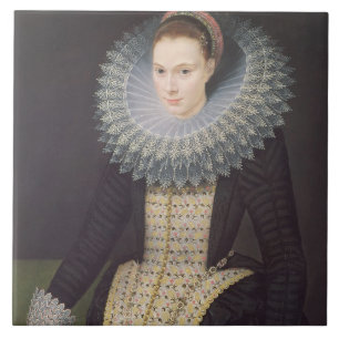 Portrait of a Lady, 1613 (oil on panel) Ceramic Tile