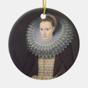 Portrait of a Lady, 1613 (oil on panel) Ceramic Tree Decoration